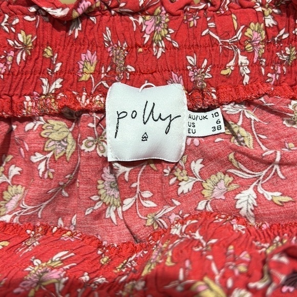 Polly Red Floral Mini Skirt Size 6 - Picture 3 of 5